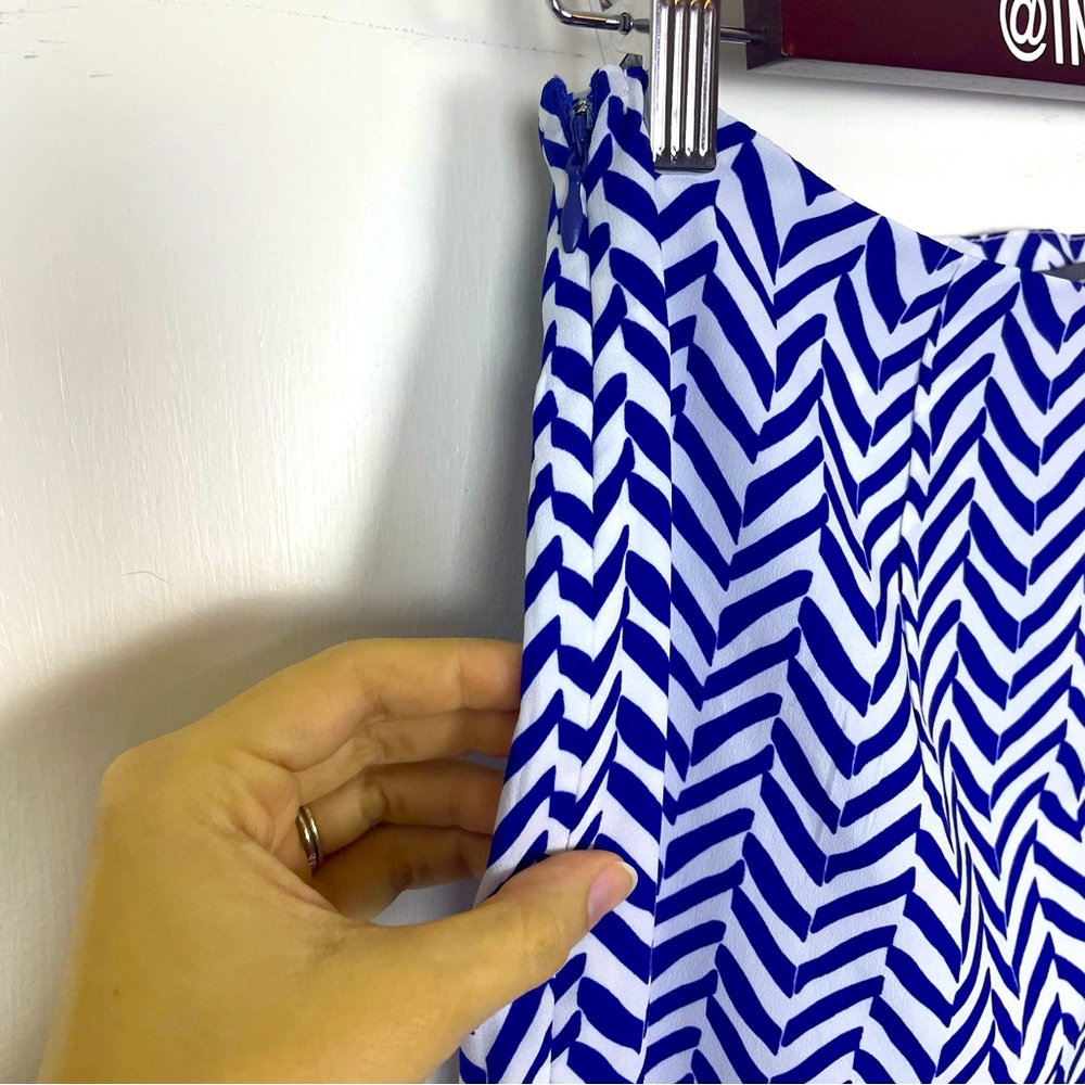 Umgee Womens Wide Leg Chevron Printed Lightweight Pants Sz Small Blue Boutique - Picture 5 of 8